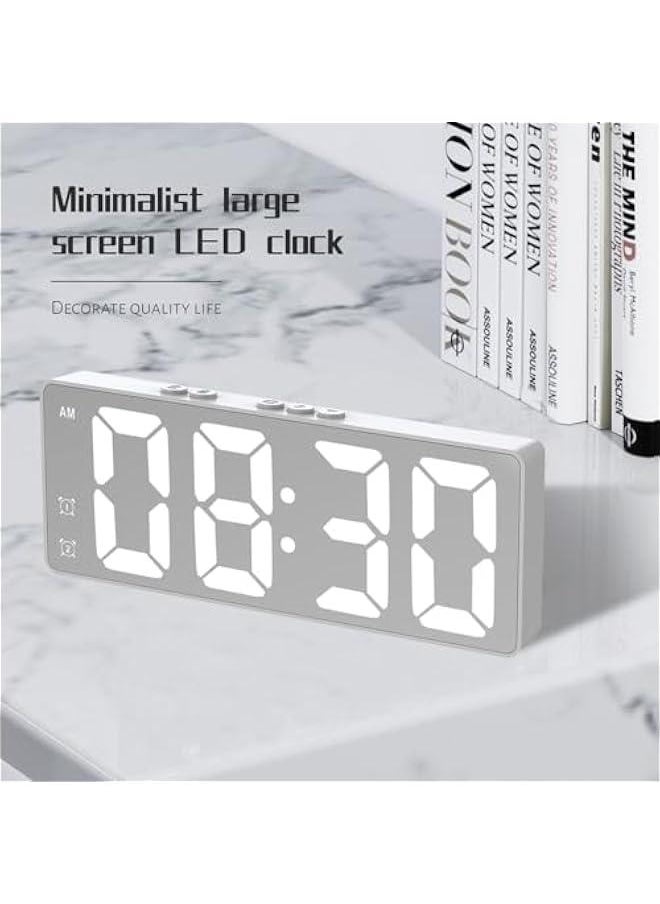 Digital Alarm Clock, LED Display Mirror Clock, Sound Control Dual Alarm Clocks, Modern Electronic Clock for Bedroom Living Room Office Batteries/USB cable (White) - pzsku/Z65848D73FC830D0DC864Z/45/_/1721634921/16faf222-eeb5-4eee-953d-e398702a5d98