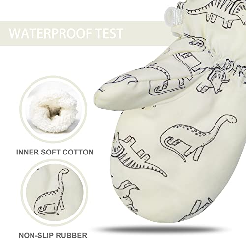 Fynnsure Toddler Mittens Lined Fleece Snow Gloves for Boys Girls Kids Winter Ski Gloves Baby Mittens Ivory white 2-4 Years - Image 2