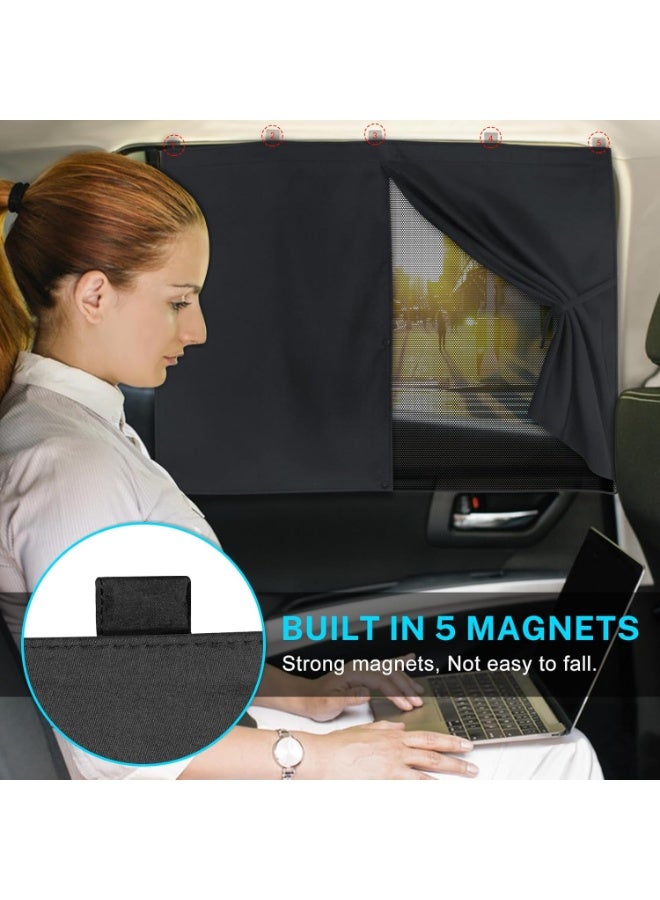 ستائر نوافذ السيارة، 2 قطعة من ستائر الشمس المغناطيسية المزدوجة للنوافذ الجانبية مع خيارات التغطية الكاملة/نصف التغطية، ستائر نوافذ السيارة الخلفية لحماية الأطفال - Image 2
