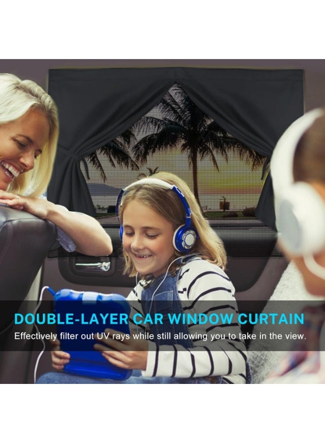 ستائر نوافذ السيارة، 2 قطعة من ستائر الشمس المغناطيسية المزدوجة للنوافذ الجانبية مع خيارات التغطية الكاملة/نصف التغطية، ستائر نوافذ السيارة الخلفية لحماية الأطفال - Image 3