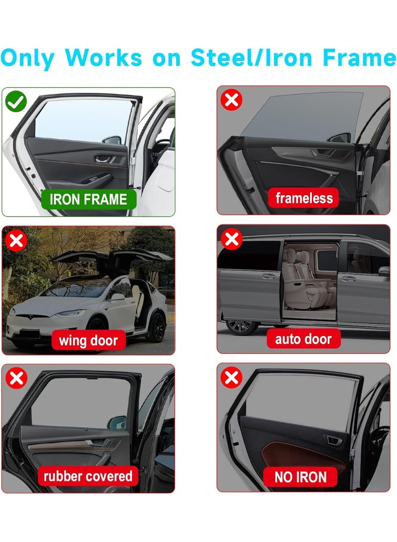 ستائر نوافذ السيارة، 2 قطعة من ستائر الشمس المغناطيسية المزدوجة للنوافذ الجانبية مع خيارات التغطية الكاملة/نصف التغطية، ستائر نوافذ السيارة الخلفية لحماية الأطفال - Image 5