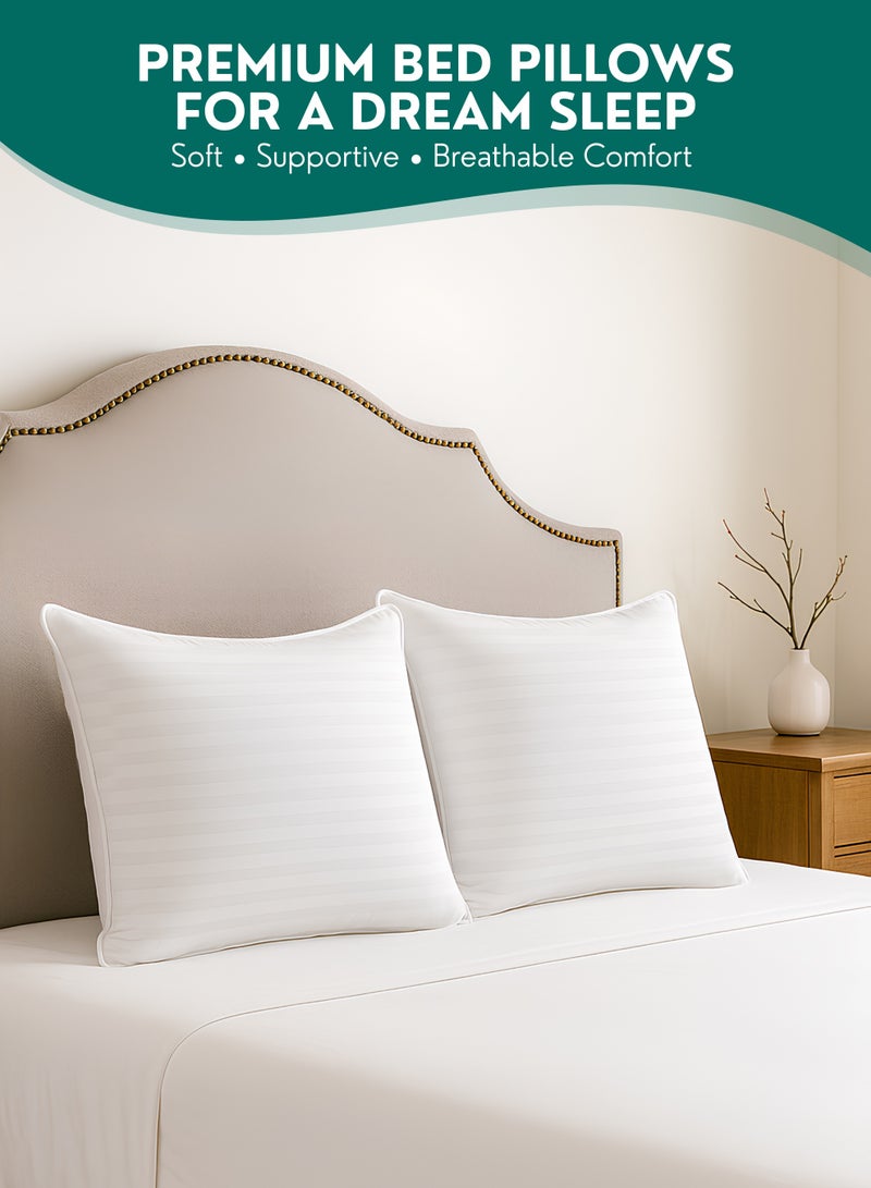 زستو طقم مكوّن من 2 وسائد للنوم مع أغطية وسائد مجانية، وسائد ناعمة بجودة الفنادق للاستخدام المنزلي والفندقي، مضادة للحساسية وقابلة للتنفس، مصنوعة من ألياف مايكروفايبر، مناسبة للنوم على الجانب والظهر والبطن - Image 2