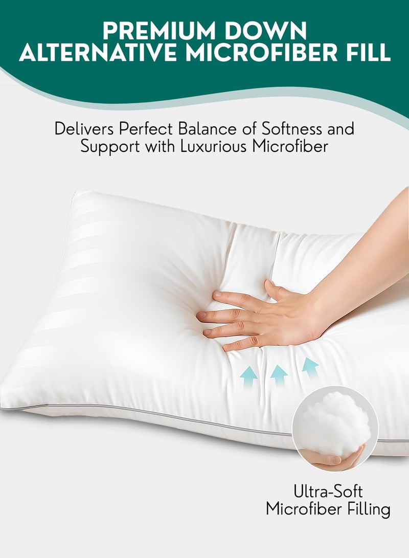 زستو طقم مكوّن من 2 وسائد للنوم مع أغطية وسائد مجانية، وسائد ناعمة بجودة الفنادق للاستخدام المنزلي والفندقي، مضادة للحساسية وقابلة للتنفس، مصنوعة من ألياف مايكروفايبر، مناسبة للنوم على الجانب والظهر والبطن - Image 3