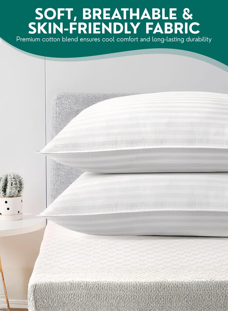 زستو طقم مكوّن من 2 وسائد للنوم مع أغطية وسائد مجانية، وسائد ناعمة بجودة الفنادق للاستخدام المنزلي والفندقي، مضادة للحساسية وقابلة للتنفس، مصنوعة من ألياف مايكروفايبر، مناسبة للنوم على الجانب والظهر والبطن - Image 5