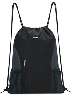 Drawstring Backpack Sports Gym Sackpack With Mesh Pockets Water Resistant String Bag For Women Men