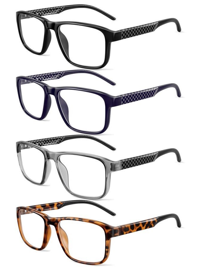 JM Reading Glasses Men with Blue Light Protection, Rectangular Classic Computer Readers Eyeglasses with Spring Hinge 4 Packs +2.5 - Image 1