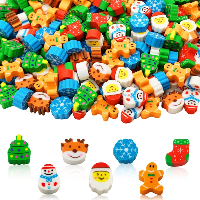 ZAKVOOR 300 Pieces Christmas Mini Erasers Assortment Novelty Pencil Erasers Bulk for Rewards Prizes Gift Filler - Image 2