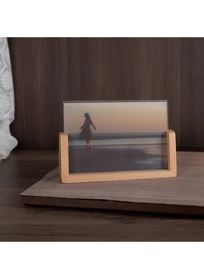 Vertical Yellow Beech Wood U-Shape Picture Frame for Wedding Office Desk Decor - Image 4