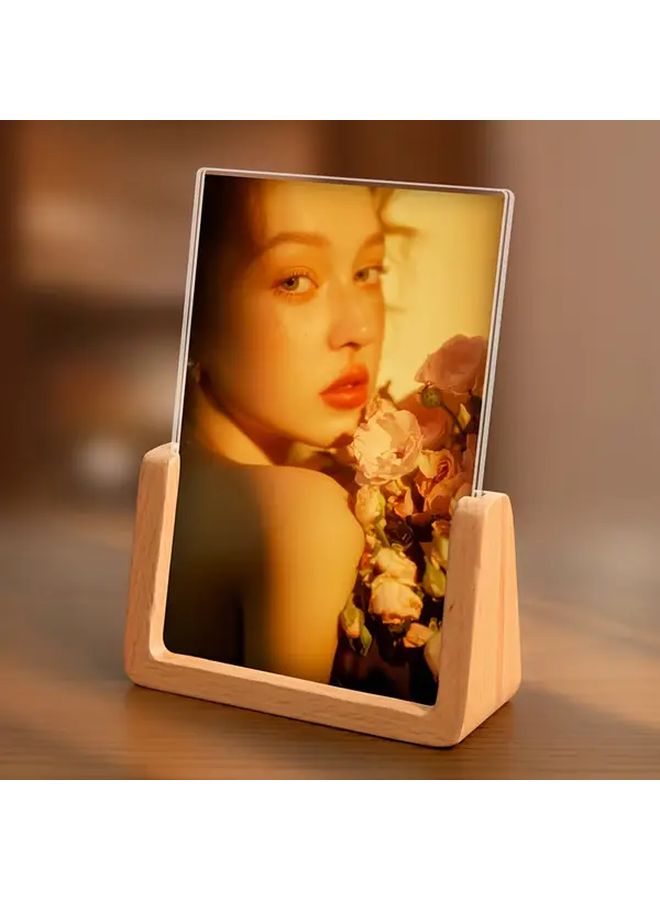 Vertical Yellow Beech Wood U-Shape Picture Frame for Wedding Office Desk Decor - Image 2