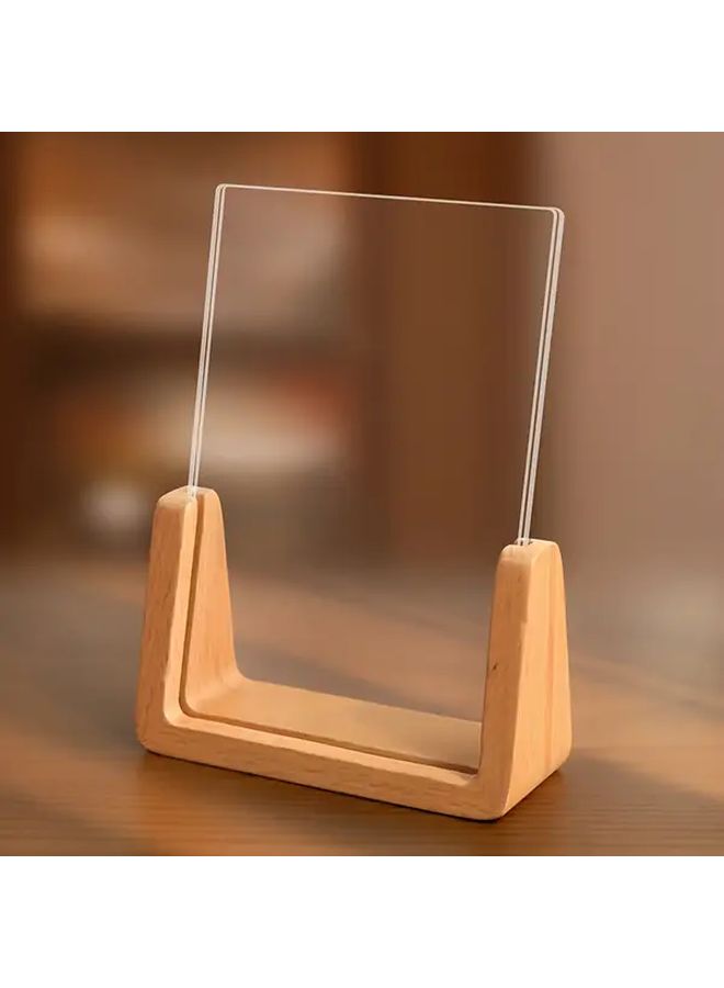 Vertical Yellow Beech Wood U-Shape Picture Frame for Wedding Office Desk Decor - Image 1