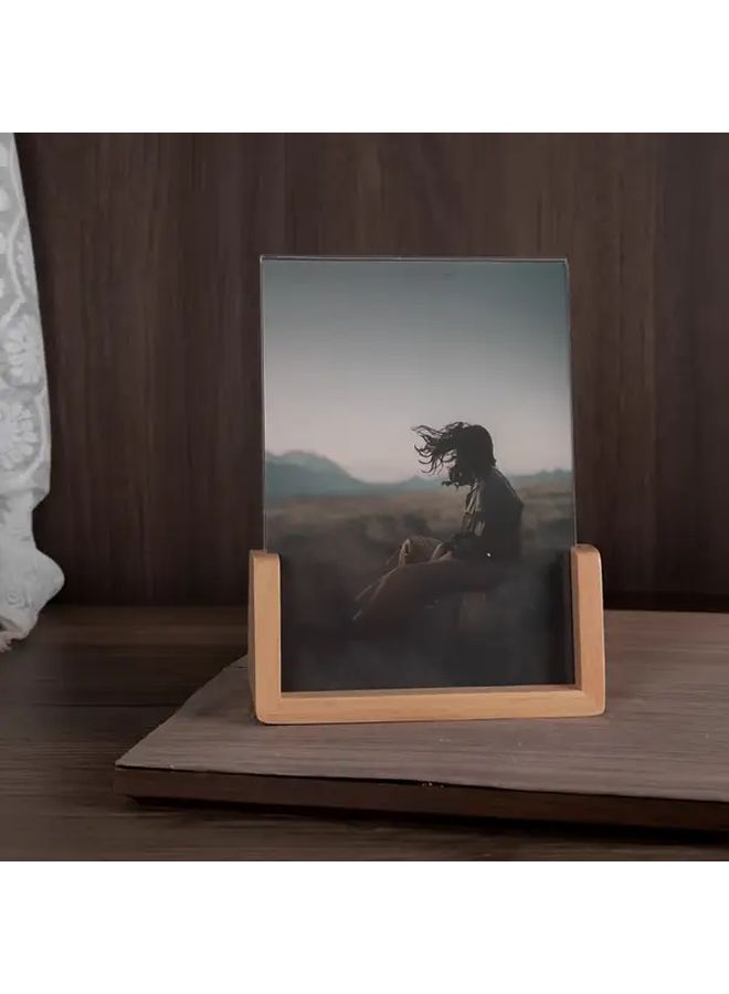 Vertical Yellow Beech Wood U-Shape Picture Frame for Wedding Office Desk Decor - Image 5
