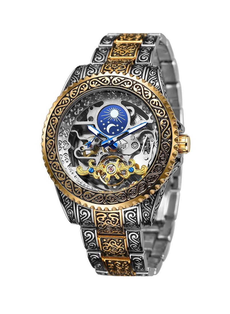 فورسينينج ساعة FORSINING الأوتوماتيكية ، بدون بطارية ، طراز جديد بسوار من الفولاذ المقاوم للصدأ متعدد الألوان ، ساعة مقاومة للماء للرجال - Image 1