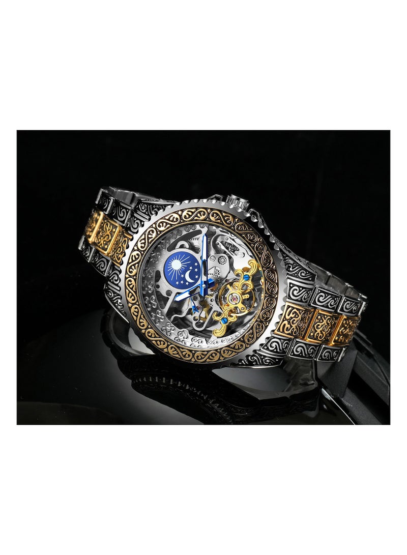 فورسينينج ساعة FORSINING الأوتوماتيكية ، بدون بطارية ، طراز جديد بسوار من الفولاذ المقاوم للصدأ متعدد الألوان ، ساعة مقاومة للماء للرجال - Image 3