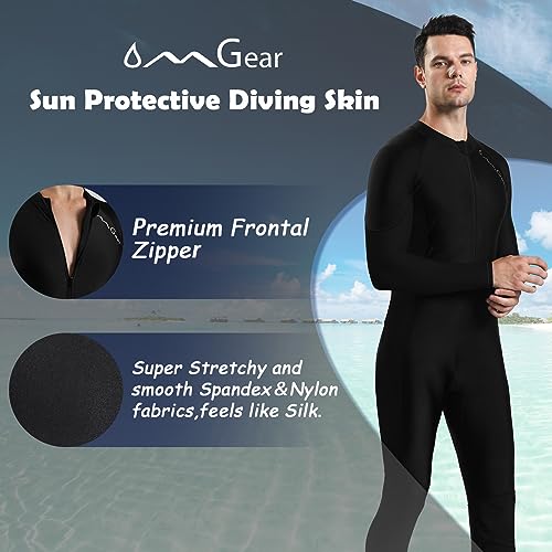 OMGear Diving Skin for Male Spandex Full Body Rash Guard One Piece Swimwear for Swimming Kayaking Surfing Snorkeling Diving RaftingMenBlack03M - Image 3