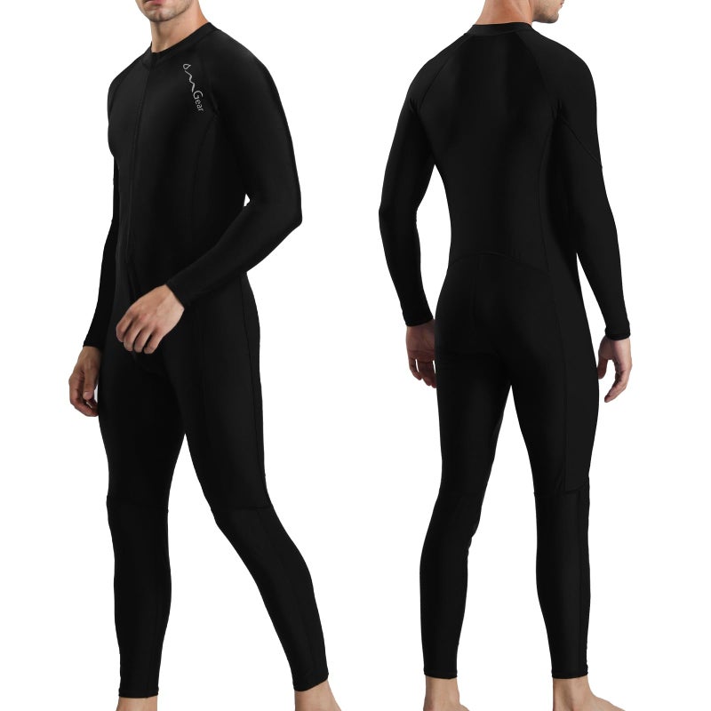 OMGear Diving Skin for Male Spandex Full Body Rash Guard One Piece Swimwear for Swimming Kayaking Surfing Snorkeling Diving RaftingMenBlack03M - Image 2