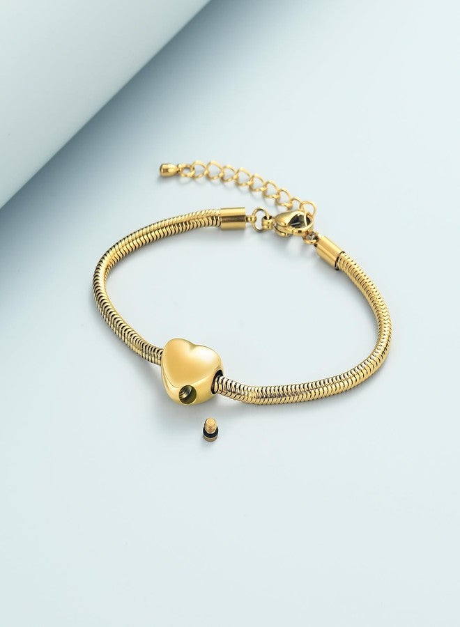 Imrsanl Heart Urn Bracelet for Ashes for Women Girls Stainless Steel Cremation Urn Bracelet Bangle for Ashes Keepsake Memorial Jewelry Gifts (Gold) - Image 5
