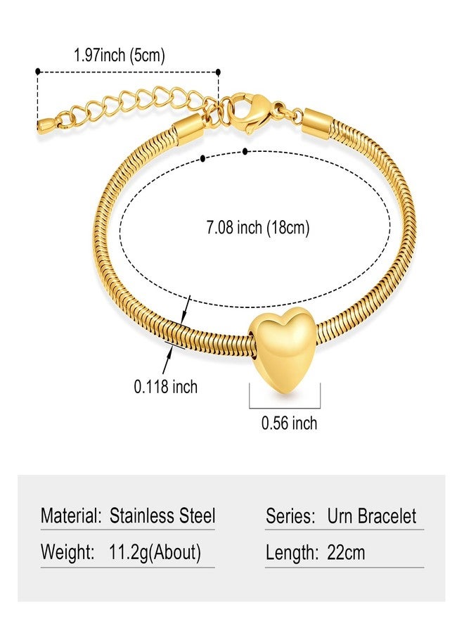 Imrsanl Heart Urn Bracelet for Ashes for Women Girls Stainless Steel Cremation Urn Bracelet Bangle for Ashes Keepsake Memorial Jewelry Gifts (Gold) - Image 2
