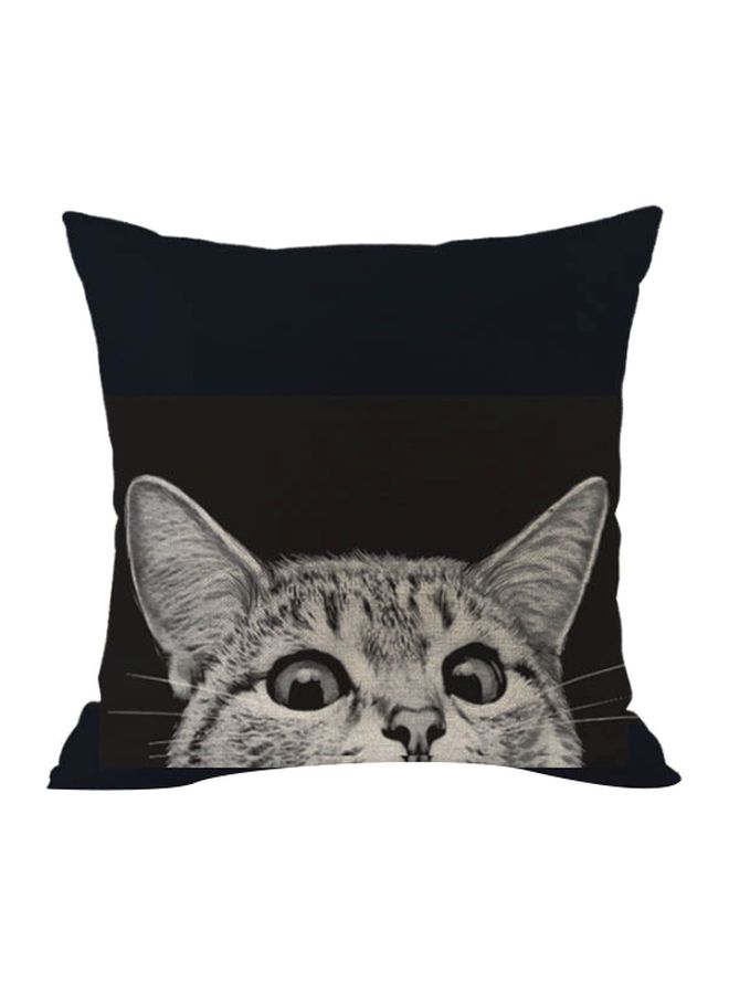NIBEMINENT Cat Printed Cushion Cover Black/Grey 45x45cm