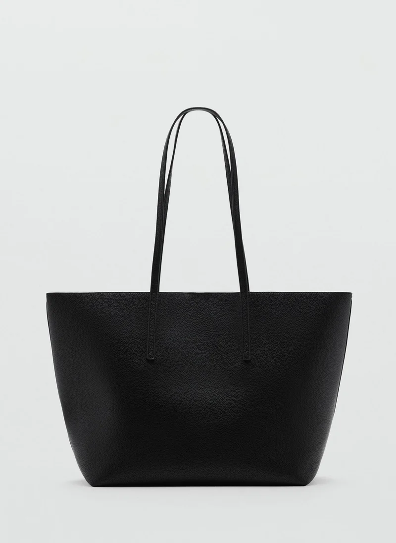 MANGO Pebbled Effect Shopper Bag