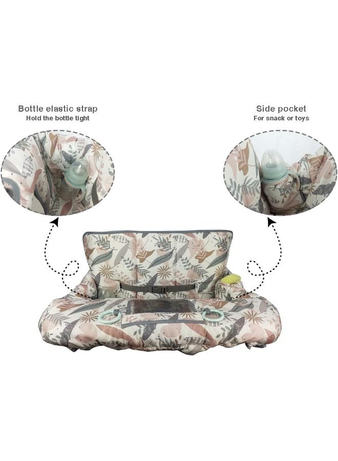 DODO NICI Shopping Cart Cover for Baby, 2 in 1 High Chair Cover for Restaurant seat & Grocery Cart Cover for Babies, Thick Padded with Clear Phone Pouch, Machine Washable, Leaves - Image 4