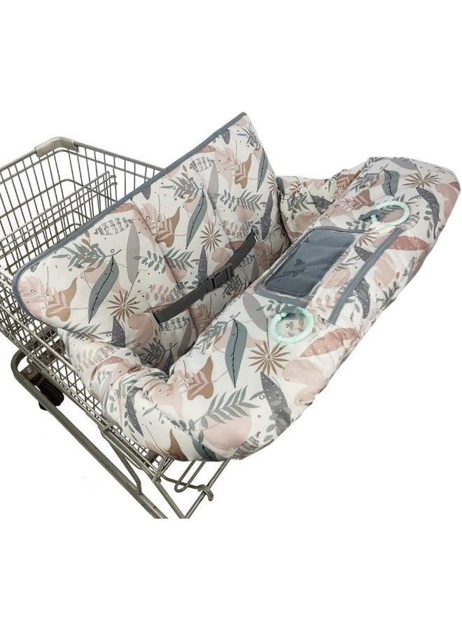 DODO NICI Shopping Cart Cover for Baby, 2 in 1 High Chair Cover for Restaurant seat & Grocery Cart Cover for Babies, Thick Padded with Clear Phone Pouch, Machine Washable, Leaves - Image 1