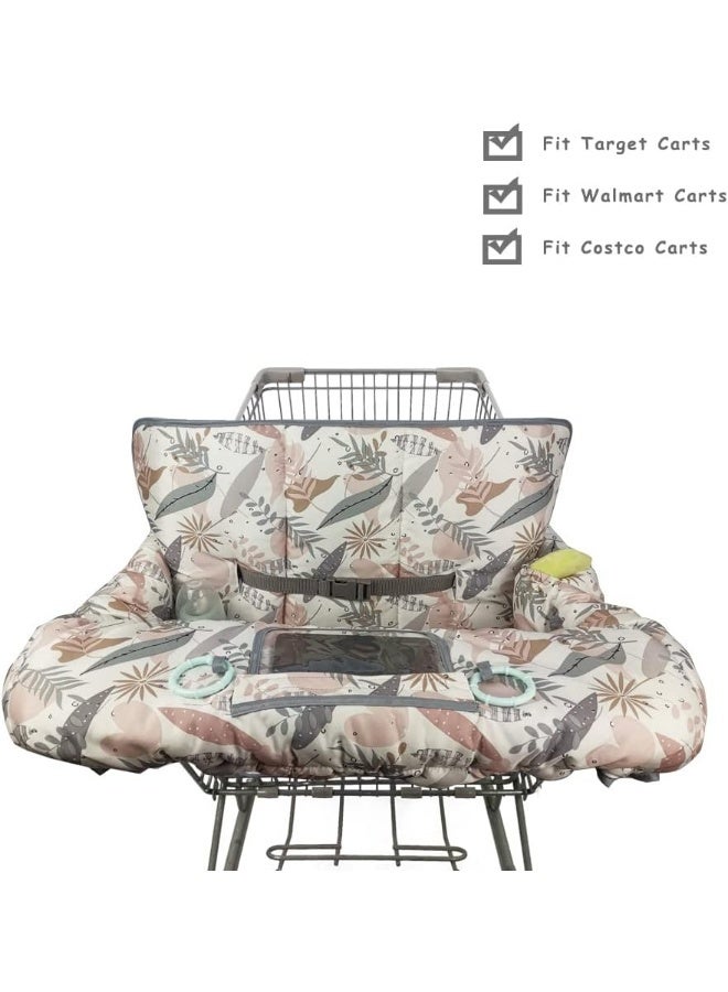 DODO NICI Shopping Cart Cover for Baby, 2 in 1 High Chair Cover for Restaurant seat & Grocery Cart Cover for Babies, Thick Padded with Clear Phone Pouch, Machine Washable, Leaves - Image 5