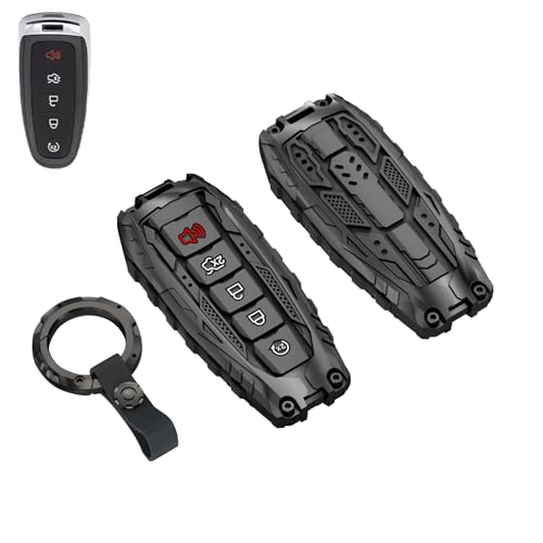 facaizhu Heavy Key Fob Cover Case Protector for Ford, Keychain, Accessories for Ford C-Max Edge Escape Expedition Explorer Flex Focus Taurus Lincoln MKS MKT MKX Navigator (Model-C Black) - Image 1