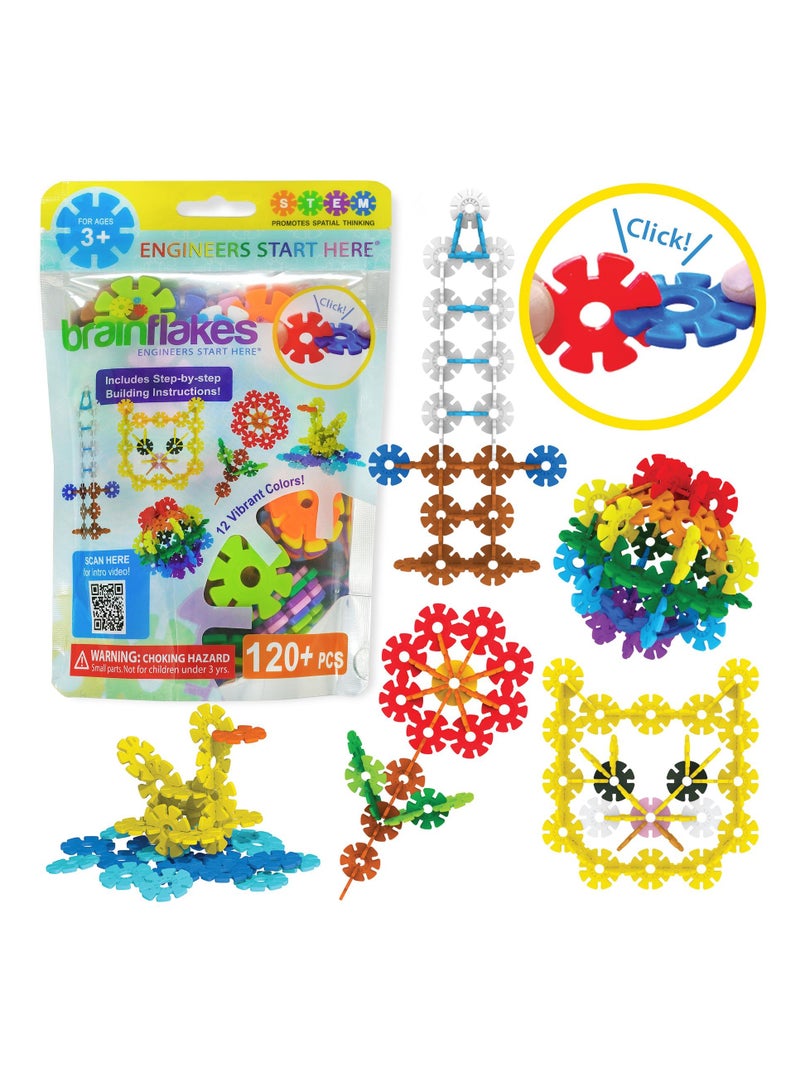 Brain Flakes 120+ Pcs Starter Set Multicolor (12 colors) - Resealable Pouch | Creative Building Discs for Kids, Multicolor, Fun Learning & Fine Motor Development - Image 1