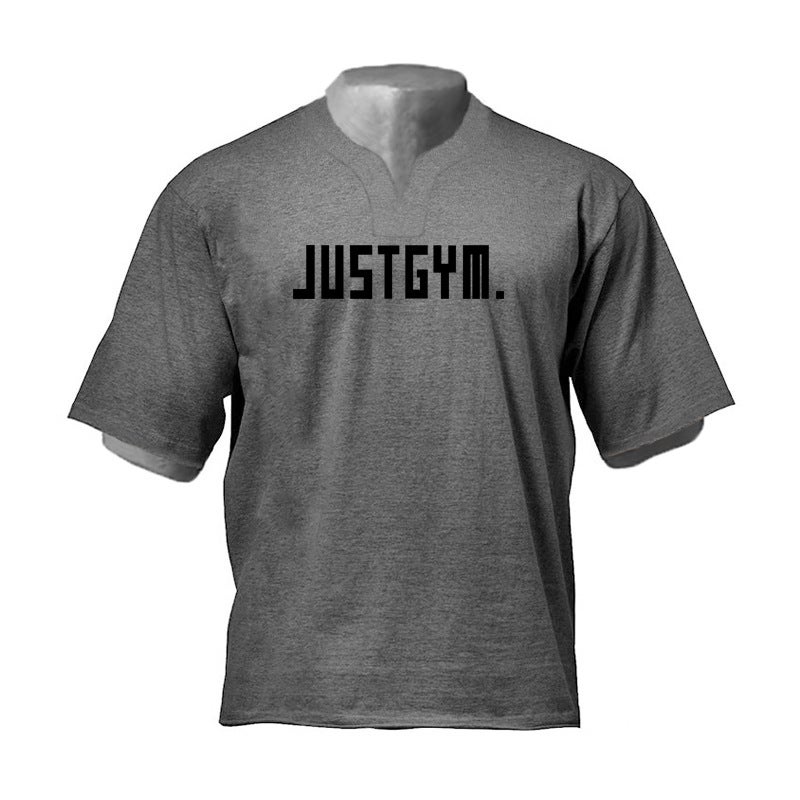 Fitness loose quick-drying short-sleeved muscle training breathable casual basketball sports T-shirt men''s training clothes foreign trade - Image 1