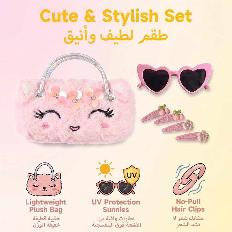 جيد جدًا مجموعة نظارات شمسية من SOOO GOOD مع حقيبة نظارات لامعة، ألوان مميزة، و4 مشابك شعر، إكسسوارات للتنكر في الحفلات، مناسبة للشواطئ، الأنشطة الخارجية، والحفلات. - Image 3