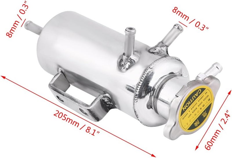 350ml Aluminum Overflow Catch Tank, Universal Coolant Reservoir Kit, Chrome Polished Radiator Overflow Tank with Mounting Bracket for Car SUV Engine Cooling System - Image 3
