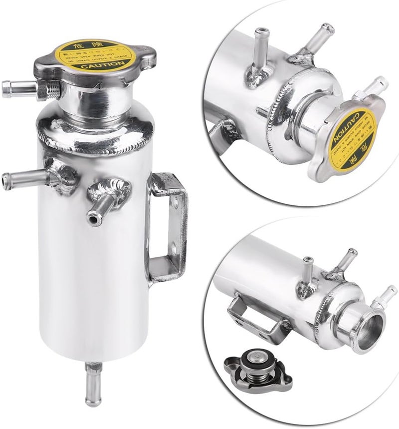 350ml Aluminum Overflow Catch Tank, Universal Coolant Reservoir Kit, Chrome Polished Radiator Overflow Tank with Mounting Bracket for Car SUV Engine Cooling System - Image 2