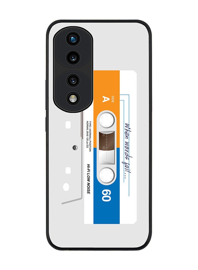 Stylizedd Rugged Black edge case for Honor 70 Pro Slim fit Soft Case Flexible Rubber Edges Anti Drop TPU Gel Thin Cover - When Words Fail (White Tape) - Image 1