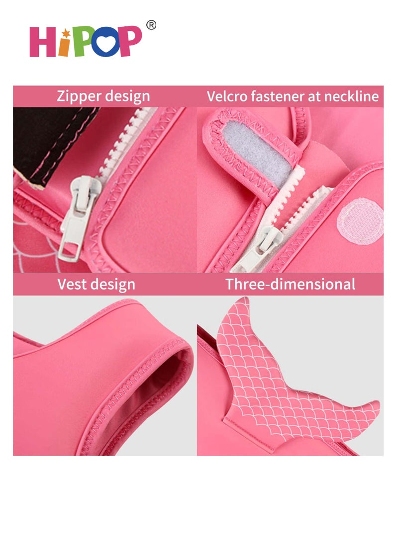 هيبوب سترة سباحة للأطفال قابلة للنفخ جاكيتات الطفو، مساعد تدريب السباحة للأطفال، سترة الطفو للأطفال من عمر سنتين فما فوق، للأولاد والبنات، باللون الوردي - Image 2