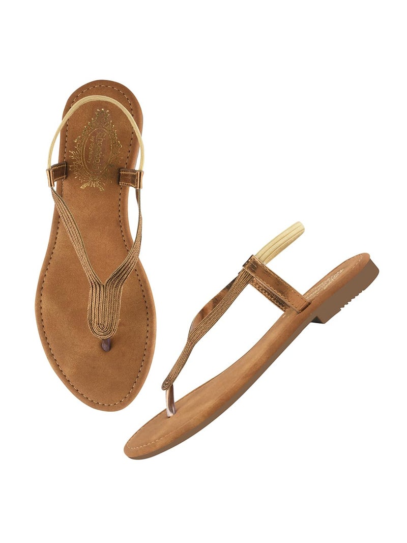 Shoetopia صندل مسطح نحاسي للنساء SND-138 من شوتوبيا - 7 أطفال المملكة المتحدة (SND-138-Copper) - EU40 - Image 1