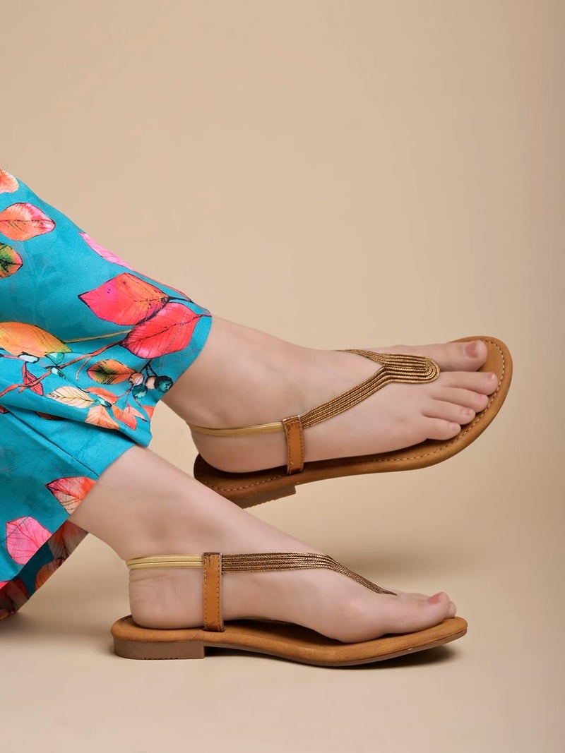 Shoetopia صندل مسطح نحاسي للنساء SND-138 من شوتوبيا - 7 أطفال المملكة المتحدة (SND-138-Copper) - EU40 - Image 2