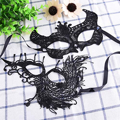 SIQUK 42 Pieces Masquerade Masks Black Lace Mask Women Party Ball Venetian Masks - Image 3