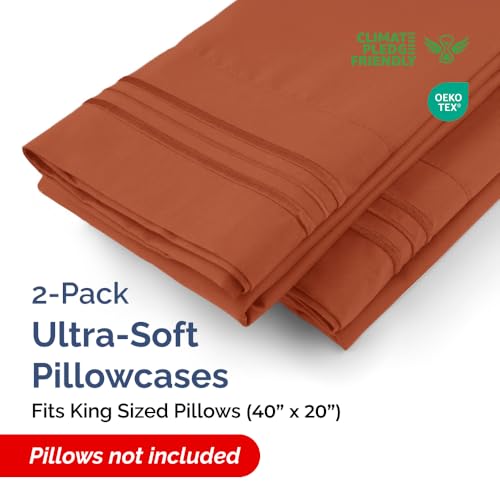 CGK Unlimited King Pillow Cases Set of 2 Ultra Soft Hotel Quality Pillowcase Covers Comfy Cozy Wrinkle Free Shrinkage Stain Fade Resistant Machine Washable Pillow Protectors 2 Piece Set Terracotta - Image 3