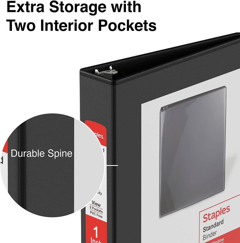 Staples 1-Inch Standard 5-1/2-Inch X 8-1/2-Inch Mini View Binder with Round Rings Black - Image 5
