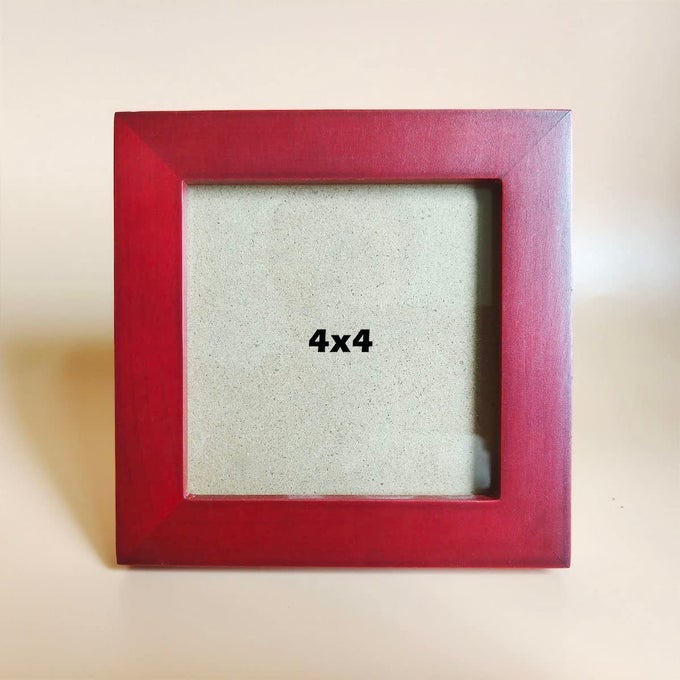 4x4 Picture Frames RED Solid Wood Frame Plastic Panel Film Needs to be Removed Table or WallFront Window Opening 35x35 inch