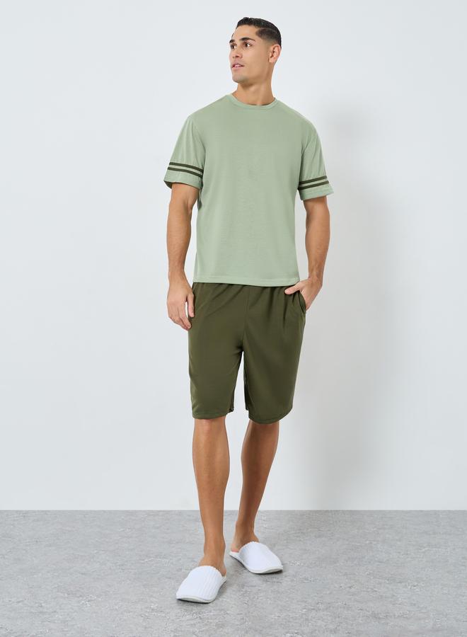 Styli Relaxed Fit Striped T-Shirt and Shorts Pyjama Set - Image 1