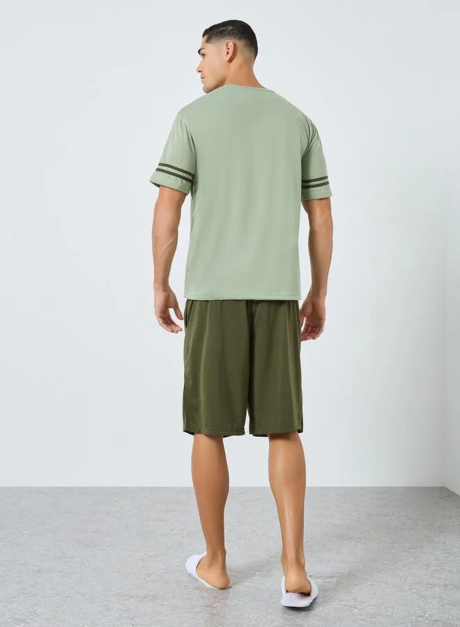 Styli Relaxed Fit Striped T-Shirt and Shorts Pyjama Set