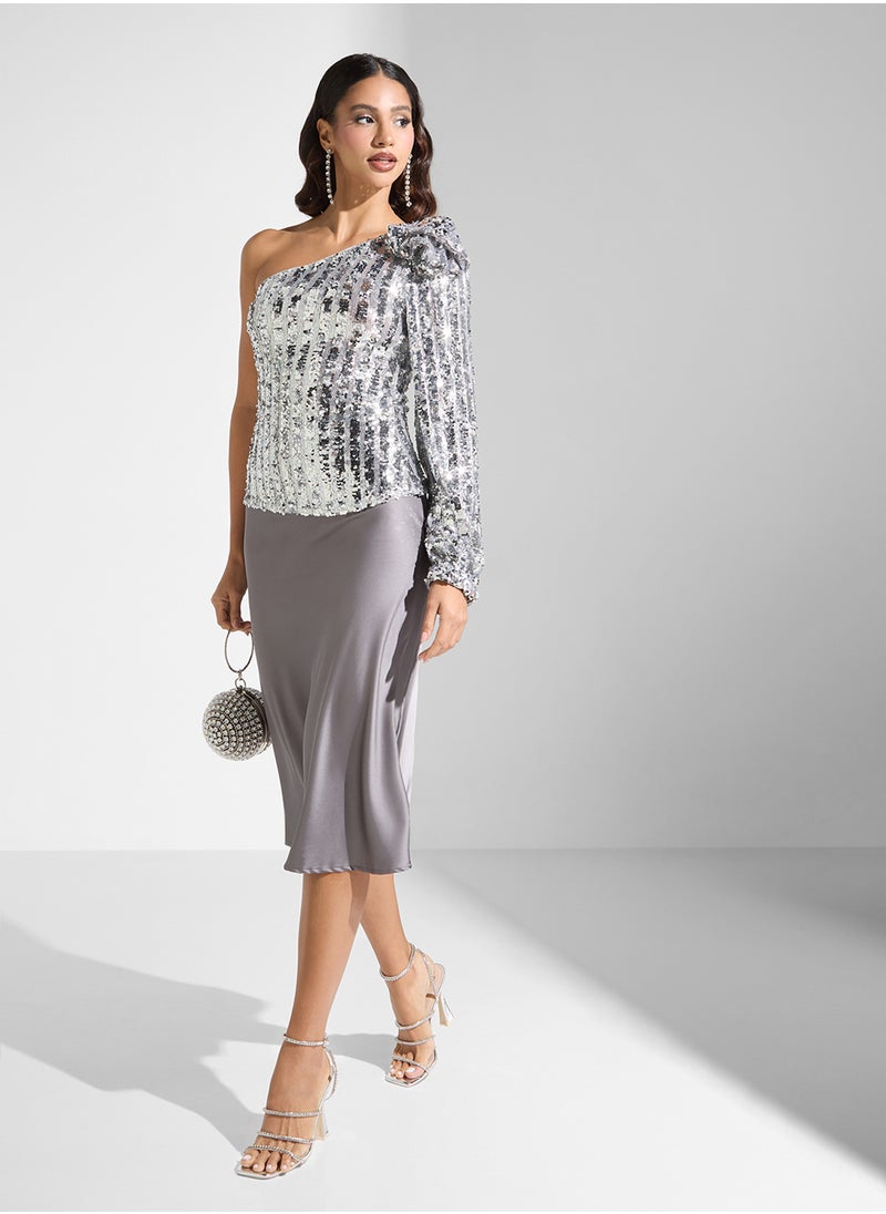 VERO MODA - بلوزة بكتف واحد مزينة بالخياشيم - Image 1