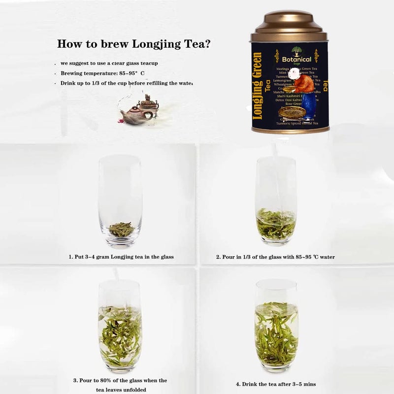 Botanical Sage شاي أخضر لونغجينغ من نبات المريمية 100 جرام | شاي التنين الفاخر المستورد المختار من الصين - Image 4