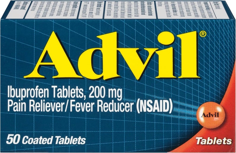 Advil Advil Pain Reliever and Fever Reducer, Ibuprofen 200mg for Pain Relief - 50 Coated Tablets