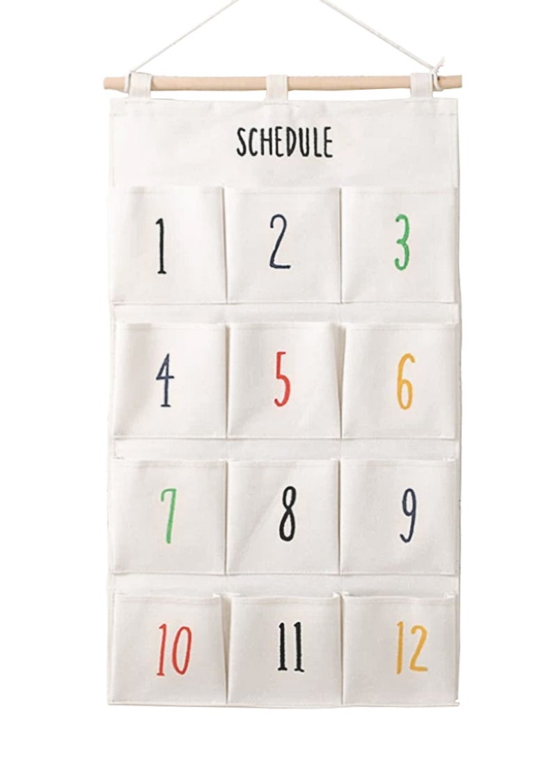 12 Pockets Line Wall Door Closet Hanging Storage Bag Home Door Organizer 38x72cm White - Image 1