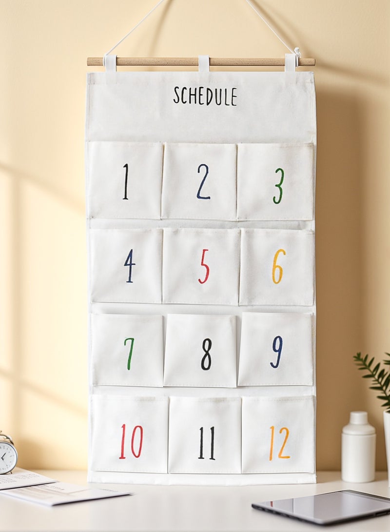 12 Pockets Line Wall Door Closet Hanging Storage Bag Home Door Organizer 38x72cm White - Image 2