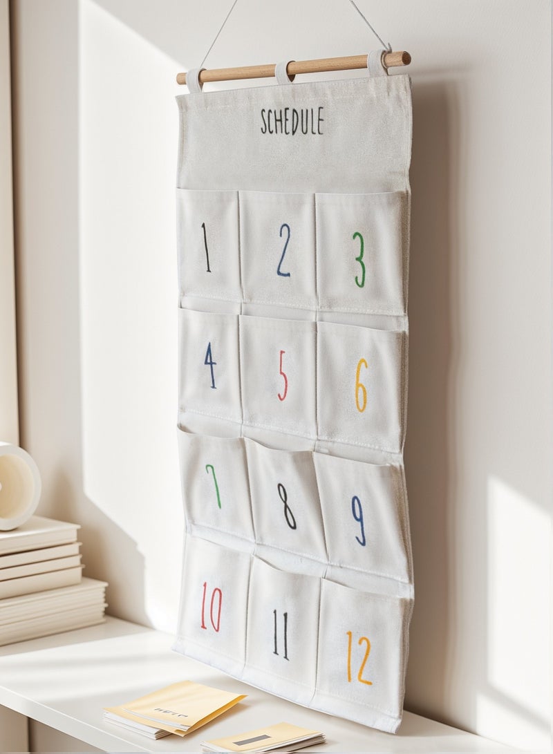 12 Pockets Line Wall Door Closet Hanging Storage Bag Home Door Organizer 38x72cm White - Image 3