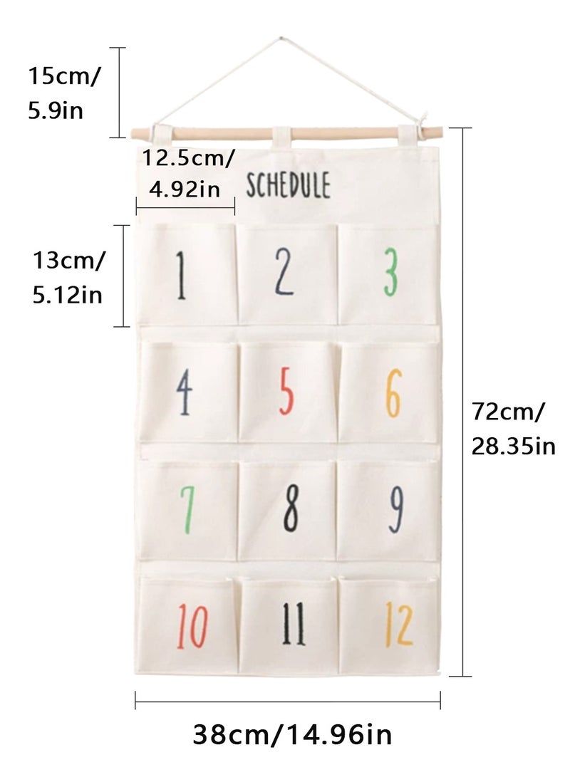 12 Pockets Line Wall Door Closet Hanging Storage Bag Home Door Organizer 38x72cm White - Image 4