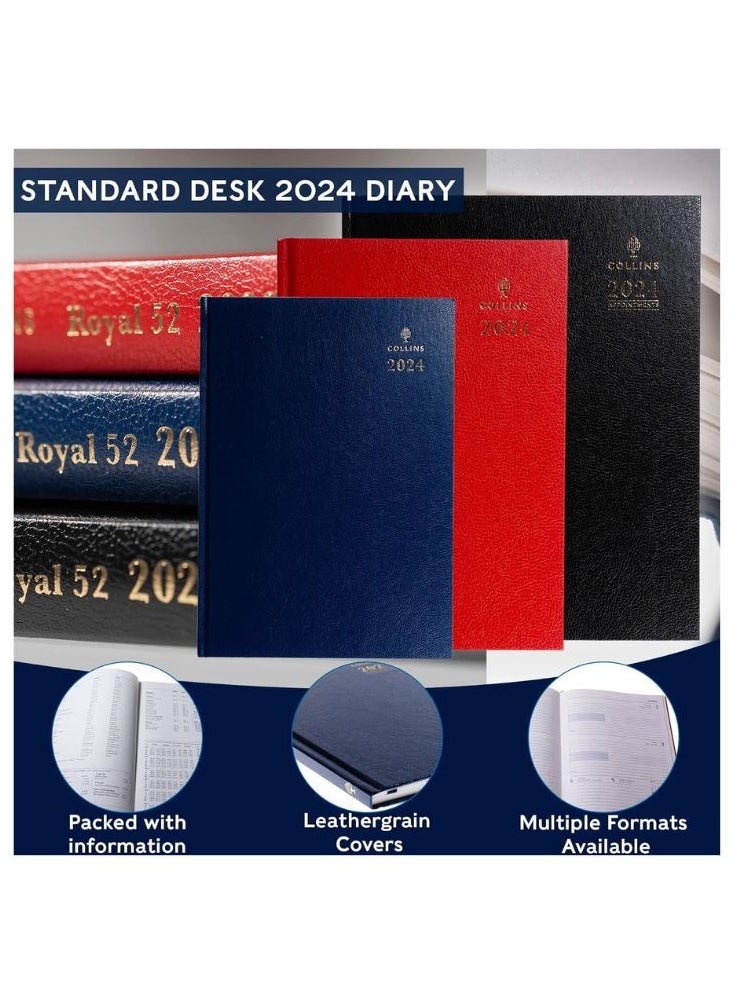 Collins - Collins Standard Desk 2024 Diary A4 Day to a Page Business Diary - Business Planner and Organiser - January to December 2024 Diary - Daily - Blue - 44.60-24 - Image 1